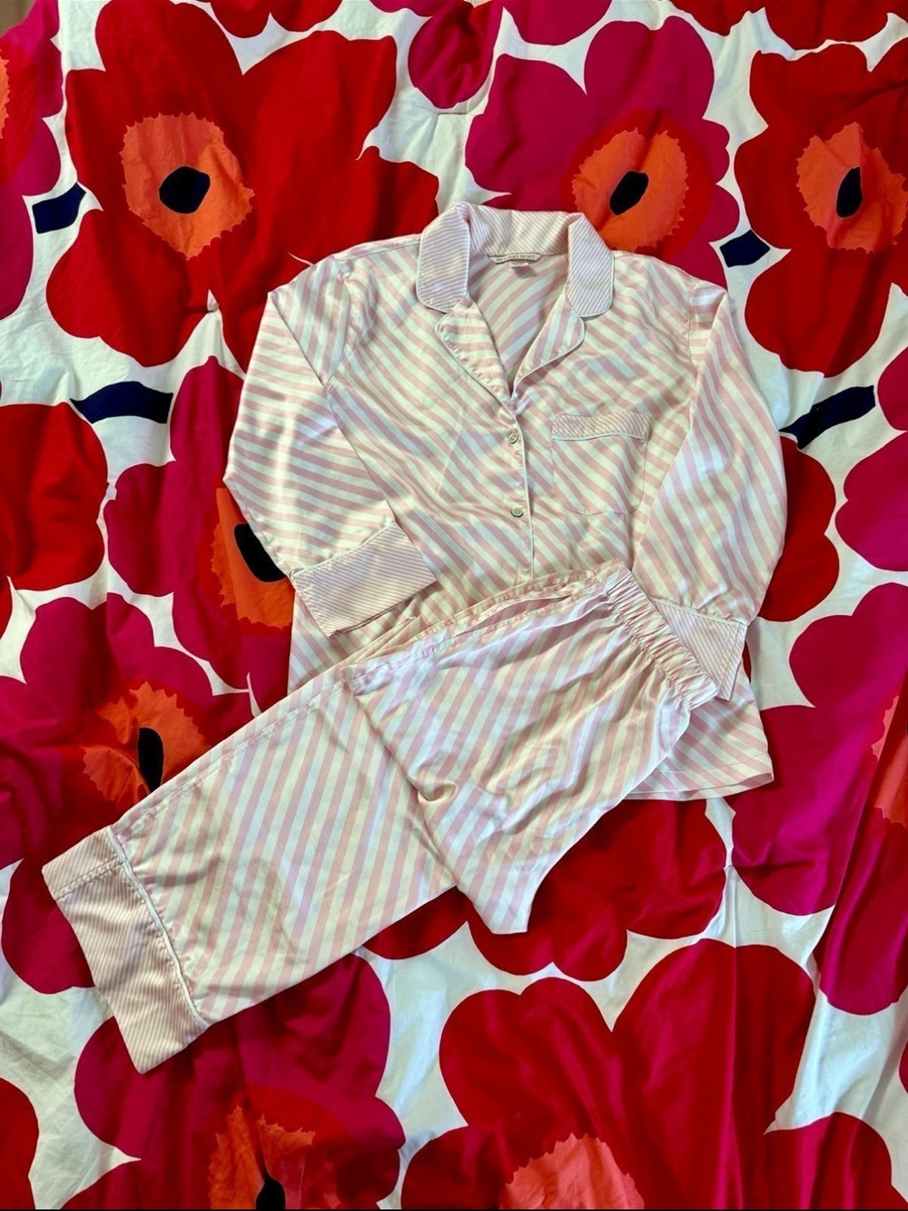 Victoria's Secret Pink and White Striped Pajama Set